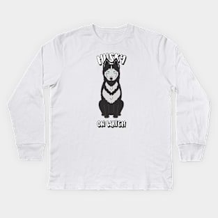 Husky On Watch Kids Long Sleeve T-Shirt